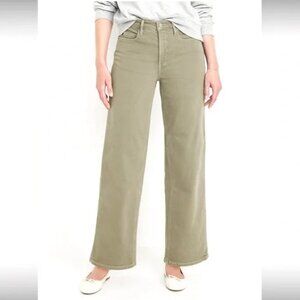 Old Navy Green Sky-Hi Extra High Rise Wide-Leg Jeans - Size 6, FIT BIGGER